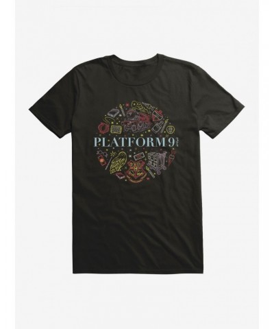 Harry Potter Platform 9 3/4 Cute Sketch Logo T-Shirt $6.31 T-Shirts