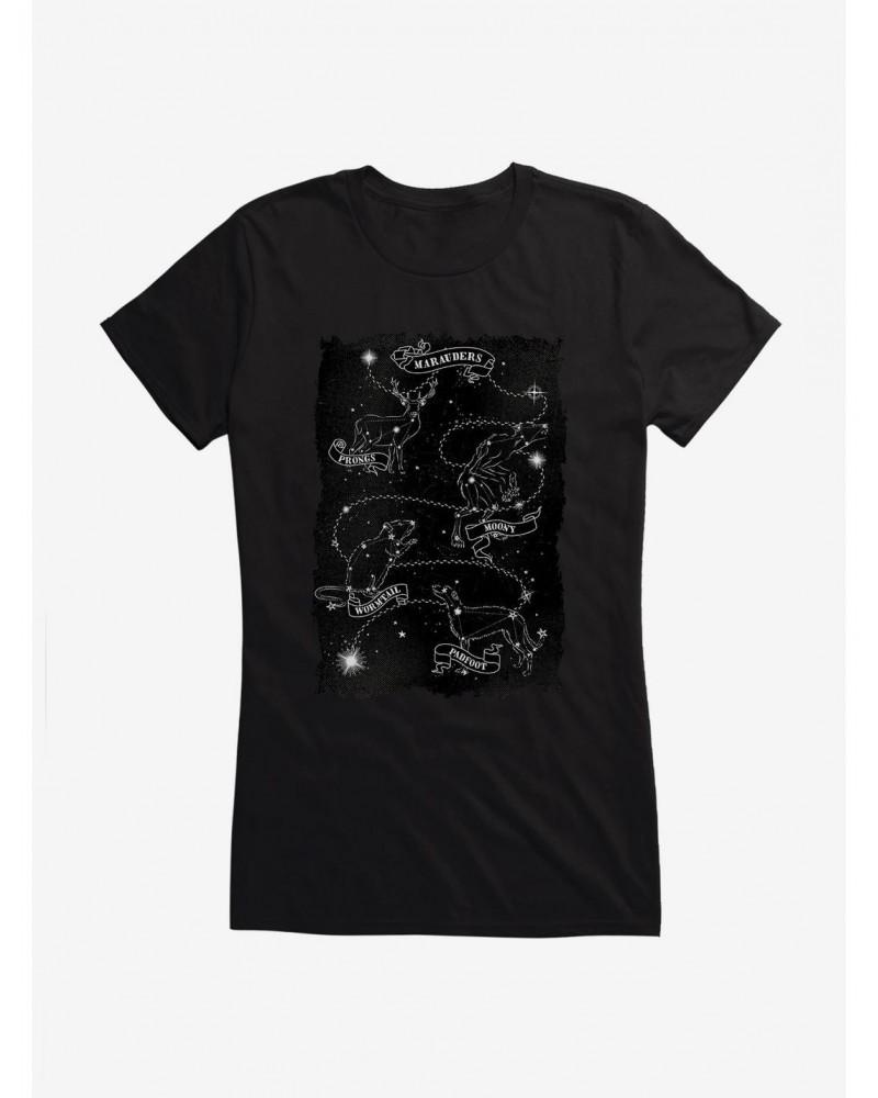 Harry Potter Marauder's Map B&W Girls T-Shirt $9.76 T-Shirts