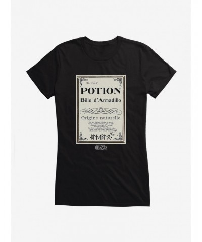 Fantastic Beasts Herbology Potion Bille d' Armadillo Script Girls T-Shirt $6.97 T-Shirts