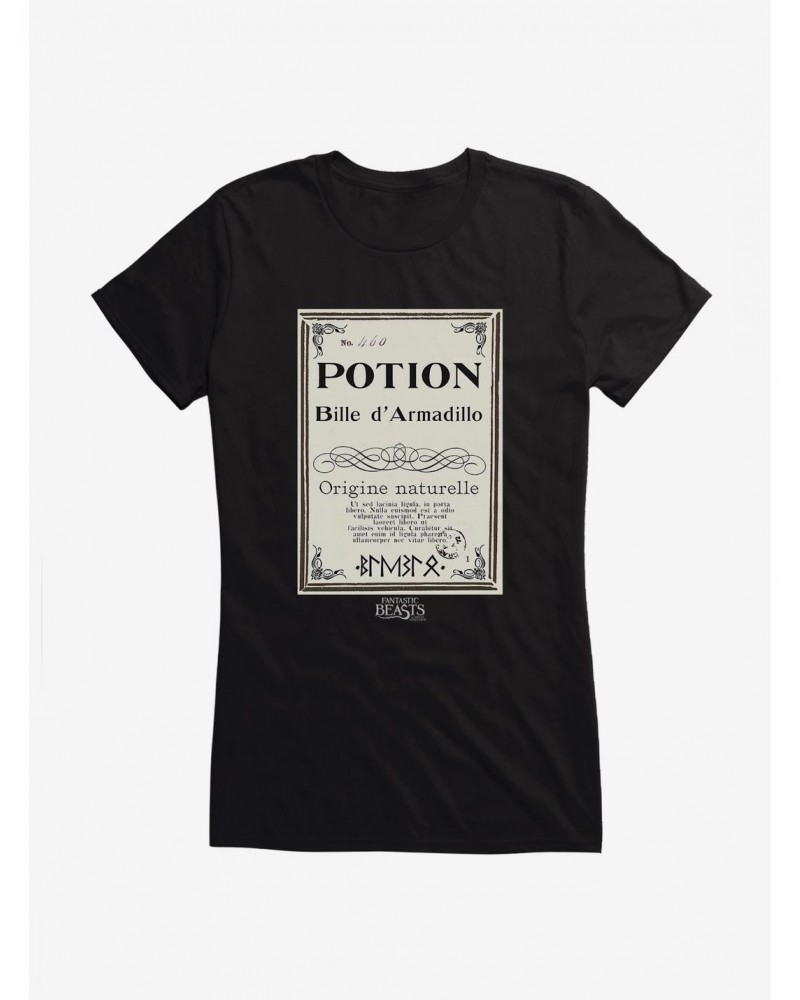 Fantastic Beasts Herbology Potion Bille d' Armadillo Script Girls T-Shirt $6.97 T-Shirts