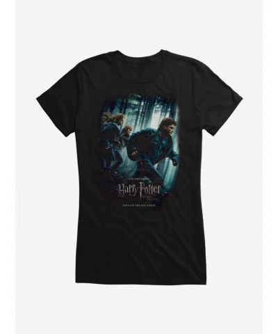 Harry Potter Deathly Hallows Part 1 Movie Poster Girls T-Shirt $7.77 T-Shirts
