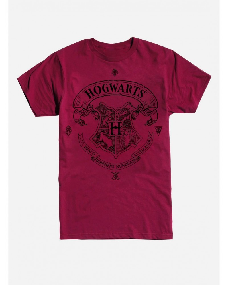 Harry Potter Hogwarts Shield Outline T-Shirt $6.31 T-Shirts