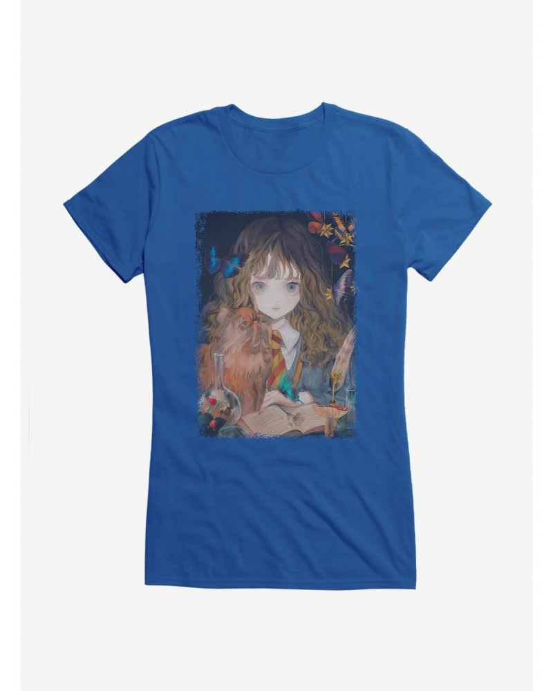 Harry Potter Hermione and Crookshanks Fantasy Style Girls T-Shirt $7.57 T-Shirts