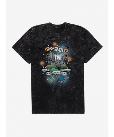 Harry Potter Hogwarts Draco Dormiens Nunquam Titllandus Mineral Wash T-Shirt $6.42 T-Shirts