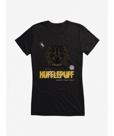 Harry Potter Hufflepuff Seal Motto Girls T-Shirt $9.76 T-Shirts