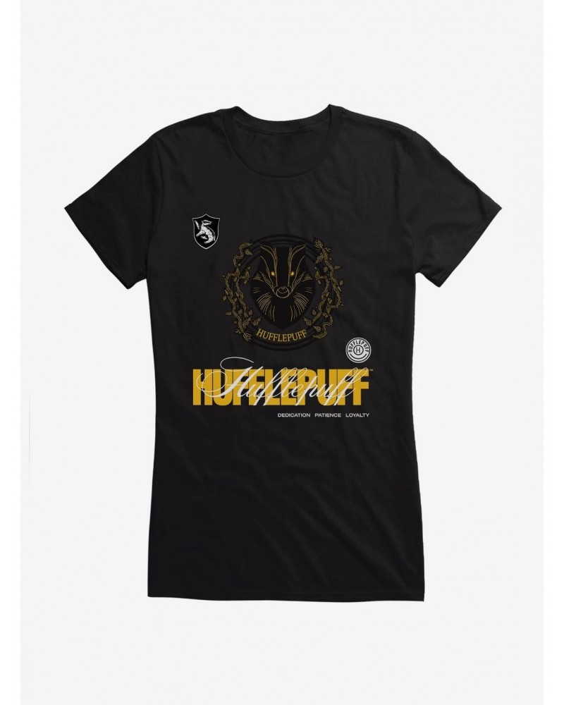 Harry Potter Hufflepuff Seal Motto Girls T-Shirt $9.76 T-Shirts