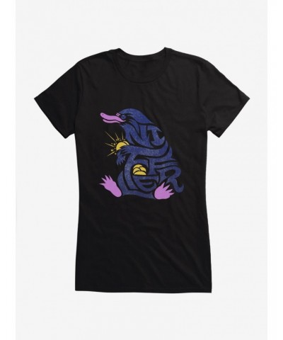Fantastic Beasts Niffler Word Art Girls T-Shirt $6.57 T-Shirts