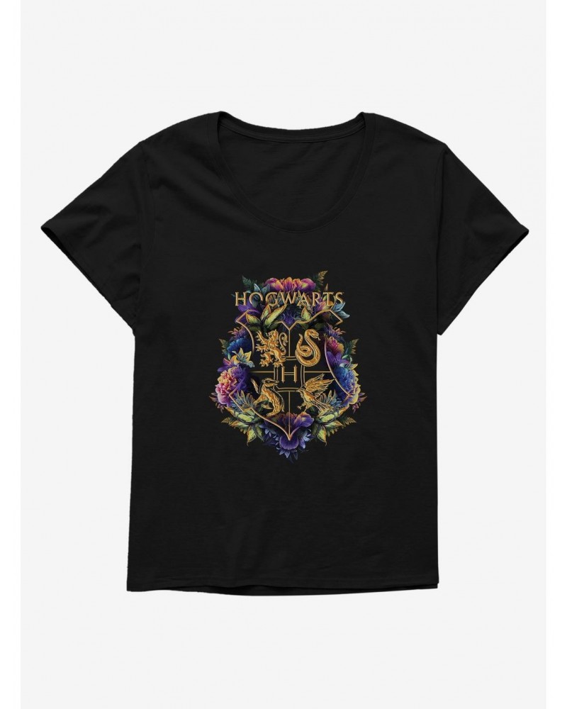 Harry Potter Hogwarts Crest Floral Wreath Girls T-Shirt Plus Size $11.56 T-Shirts