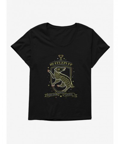 Harry Potter Sketched Hufflepuff Crest Girls T-Shirt Plus Size $7.17 T-Shirts