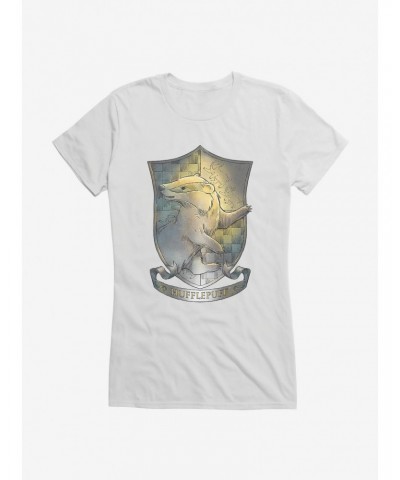 Harry Potter Hufflepuff Crest Illustrated Girls T-Shirt $9.96 T-Shirts