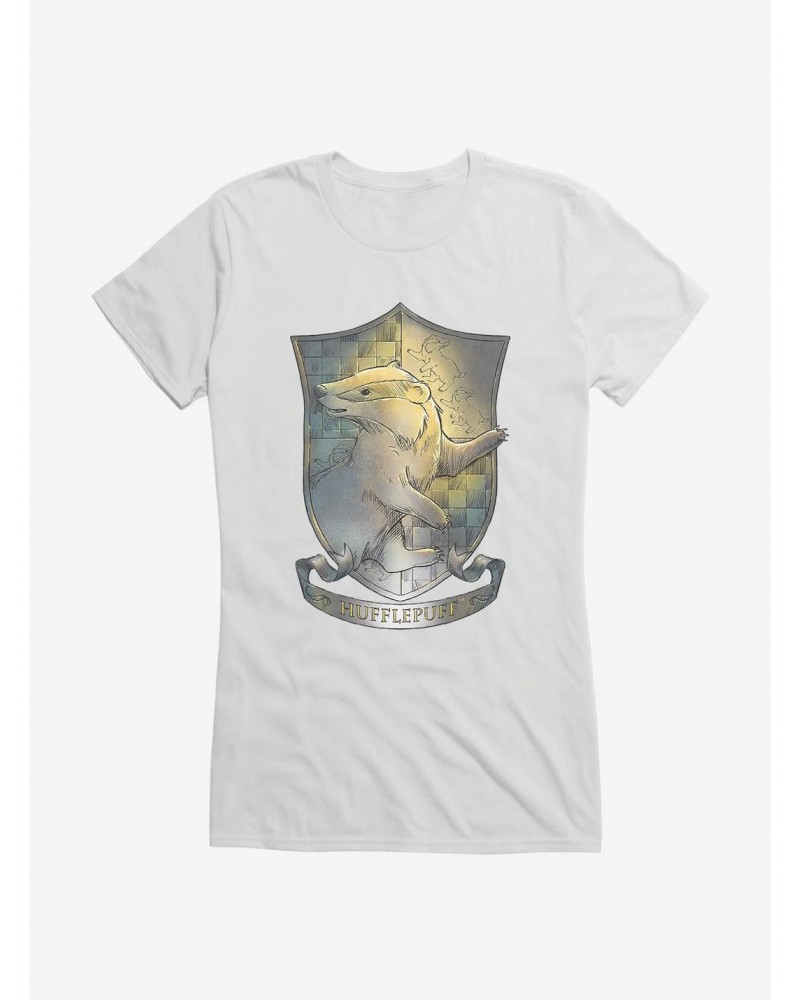 Harry Potter Hufflepuff Crest Illustrated Girls T-Shirt $9.96 T-Shirts