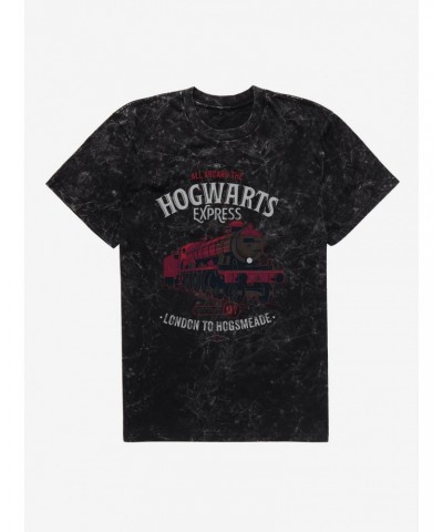 Harry Potter All Aboard The Hogwarts Express Mineral Wash T-Shirt $9.74 T-Shirts