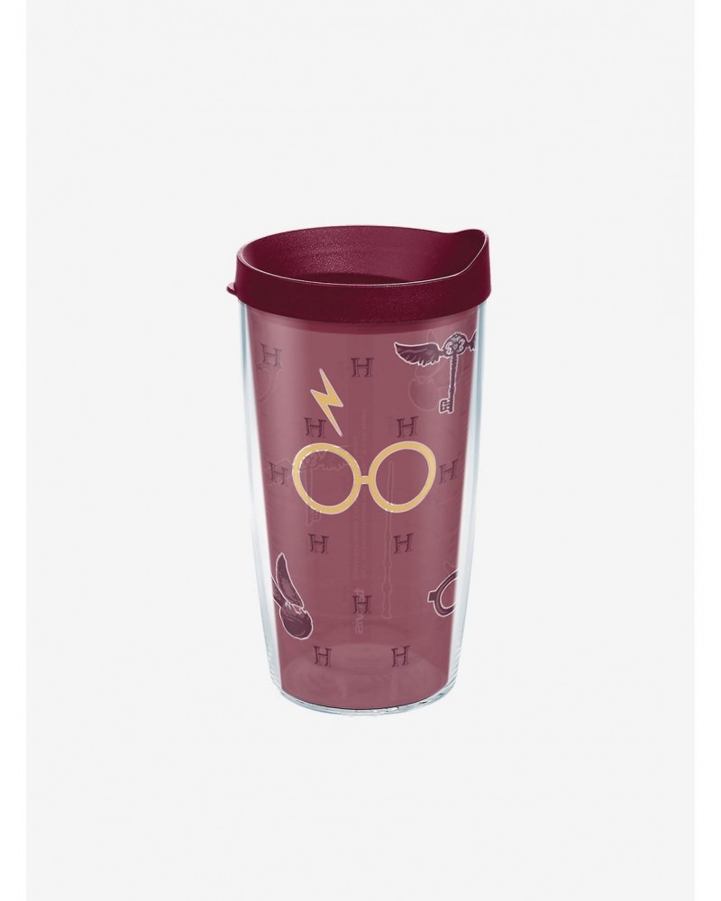 Harry Potter Maroon and Gold Glasses 24oz Classic Tumbler With Lid $7.94 Tumblers