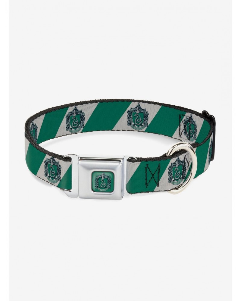 Harry Potter Slytherin Crest Diagonal Seatbelt Buckle Dog Collar $8.72 Pet Collars