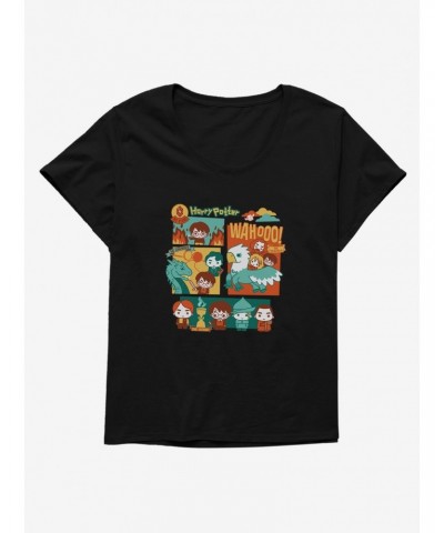 Harry Potter Cartoon Book Cover Panels Girls T-Shirt Plus Size $8.79 T-Shirts