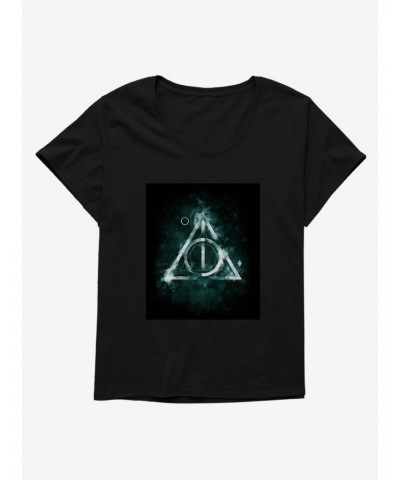 Harry Potter Smoky Deathly Hallows Symbol Girls T-Shirt Plus Size $11.56 T-Shirts