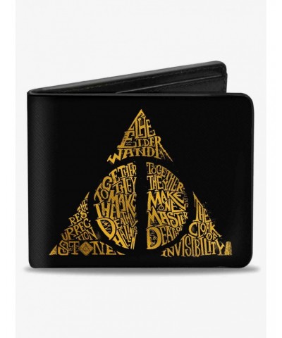 Harry Potter The Deathly Hallows Wand Stone Cloak Master of Death Symbol Bifold Wallet $8.36 Wallets