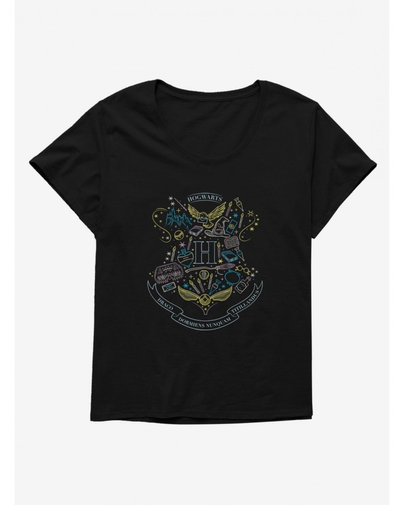 Harry Potter Hogwarts Sketched Crest Girls T-Shirt Plus Size $11.33 T-Shirts