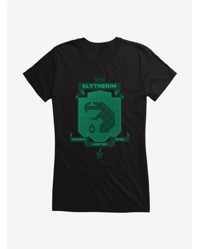 Harry Potter Slytherin Green Pixel Shield Logo Girls T-Shirt $6.37 T-Shirts