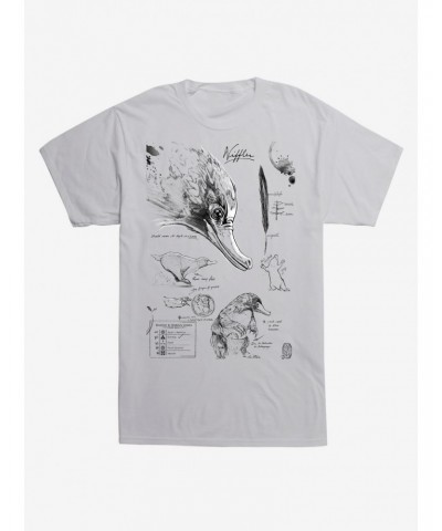 Fantastic Beasts Niffler Sketches T-Shirt $8.03 T-Shirts