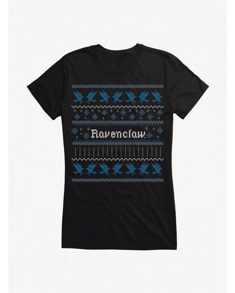 Harry Potter Ravenclaw Ugly Christmas Pattern Girls T-Shirt $6.97 T-Shirts