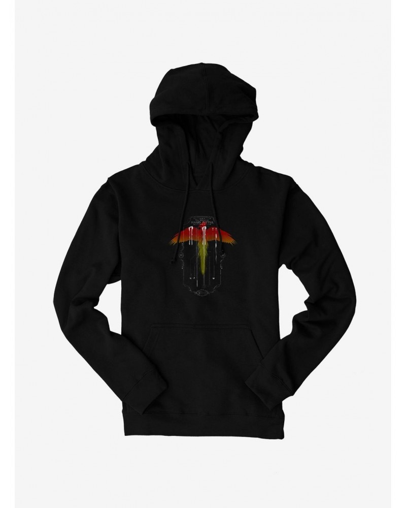 Harry Potter Potter Wand Phoenix Feather Black Hoodie $16.52 Hoodies