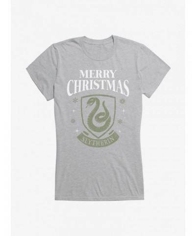 Harry Potter Merry Christmas Slytherin Girls T-Shirt $8.37 T-Shirts