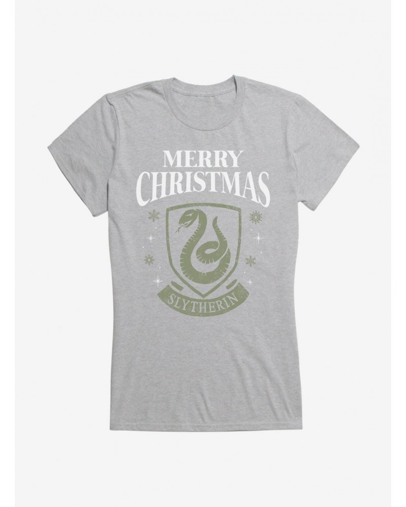 Harry Potter Merry Christmas Slytherin Girls T-Shirt $8.37 T-Shirts