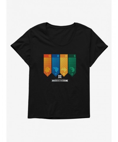 Harry Potter Hogwarts Houses Banners Girls T-Shirt Plus Size $10.64 T-Shirts