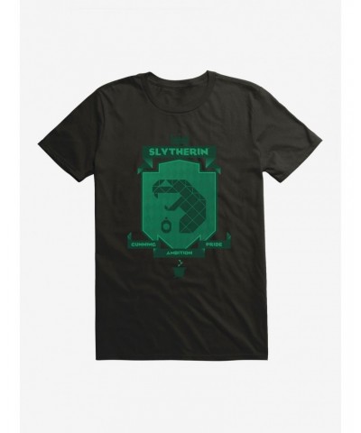 Harry Potter Slytherin Green Pixel Shield Logo T-Shirt $5.93 T-Shirts