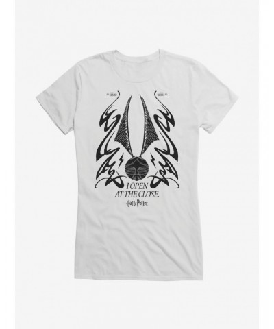 Harry Potter Snitch Open At The Close Girls T-Shirt $8.17 T-Shirts