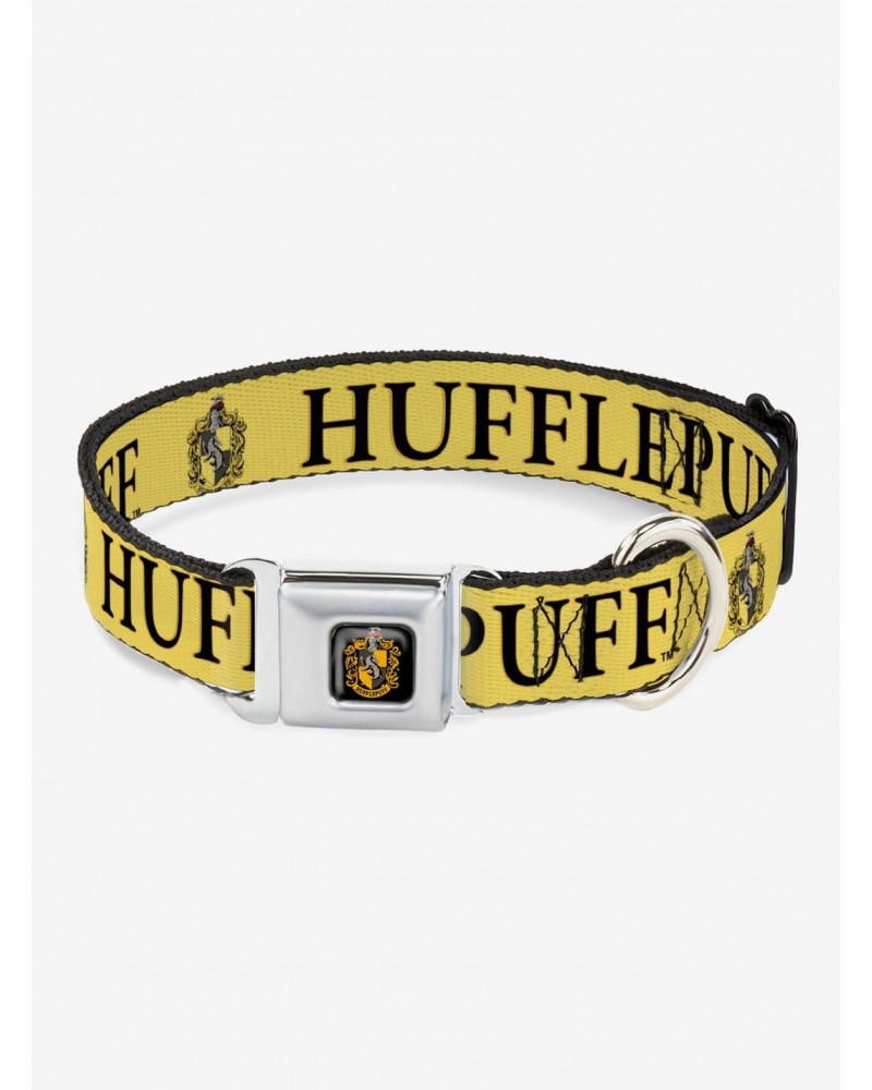 Harry Potter Hufflepuff Crest Yellow Black Seatbelt Buckle Dog Collar $7.97 Pet Collars