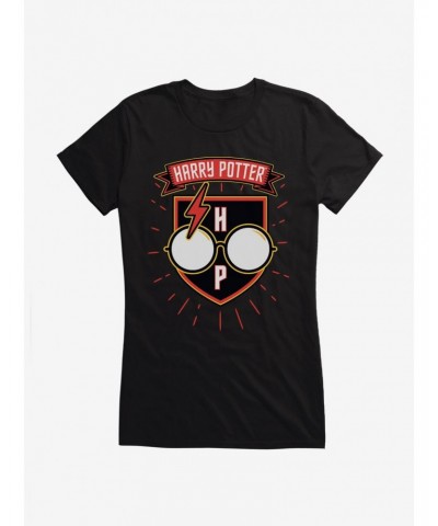 Harry Potter Glasses Patch Art Girls T-Shirt $9.56 T-Shirts