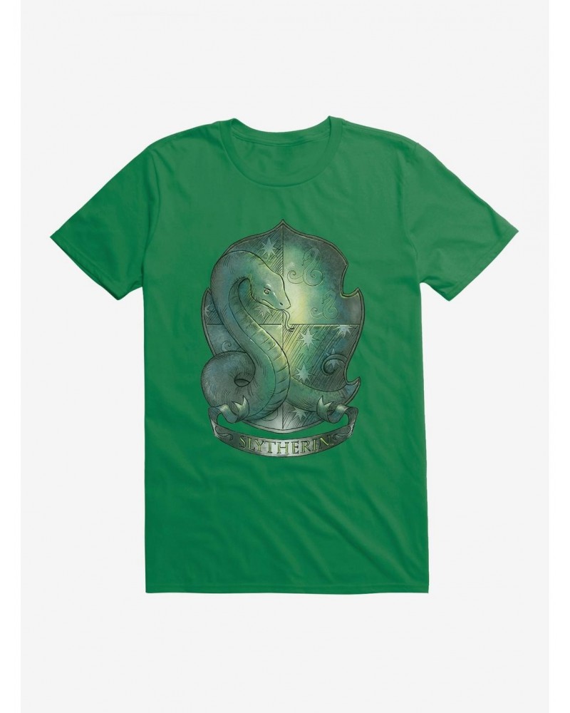 Harry Potter Slytherin Crest Illustrated T-Shirt $7.84 T-Shirts