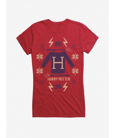 Harry Potter Christmas Sweater Design Girls T-Shirt $7.77 T-Shirts