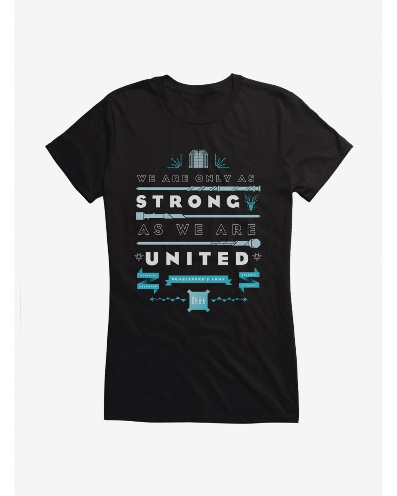 Harry Potter We Are Only As Strong As We Are United Dumbledore's Army Blue Logo Girls T-Shirt $9.16 T-Shirts