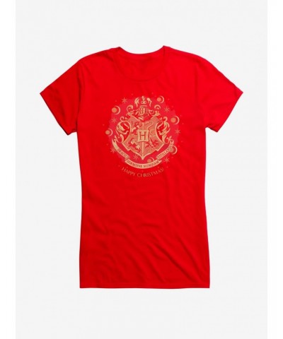 Harry Potter Hogwarts Christmas Crest Girls T-Shirt $5.98 T-Shirts